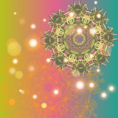 Circle mandala lace hand-drawn kaleidoscope ornament vector card N3