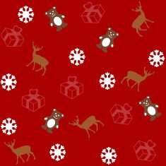 pattern for wrapping paper and filled with plush deer