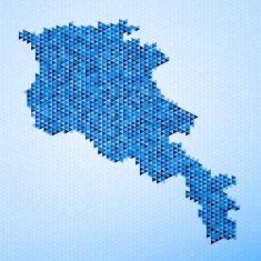 Armenia Map Triangle Pattern Blue