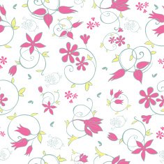 Vector Spring Flower Swirls Seamless Pattern