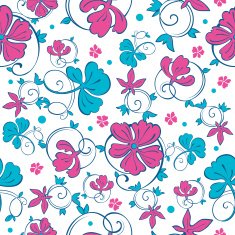 Vector Swirly Vibrant Flowers Seamless Pattern