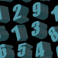 Digits on black background Vector seamless pattern N2