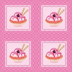 Seamless Ice Cream and Floral Pattern N3