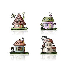 Set of houses sketch for your design N10
