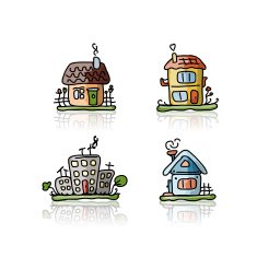 Set of houses sketch for your design N11