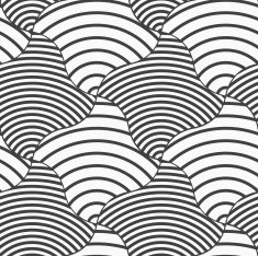 Alternating black and white wavy squares with thin thick
