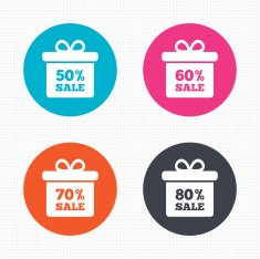 Sale gift box tag icons Discount symbols N23