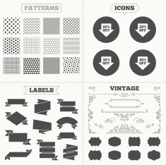 Sale arrow tag icons Discount off symbols N10