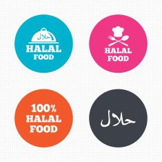 Halal food icons Natural meal symbol N2