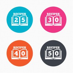 Cookbook icons Fifty recipes book sign