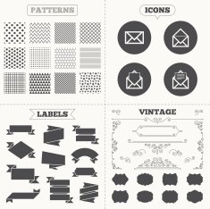 Mail envelope icons Message document symbols N11