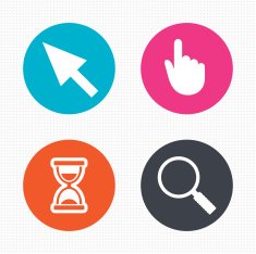 Mouse cursor icon Hourglass magnifier glass N4