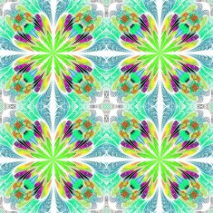 Multicolored symmetrical pattern in stained-glass window style N5