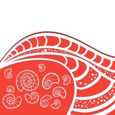 Red Seashell illustration postcard