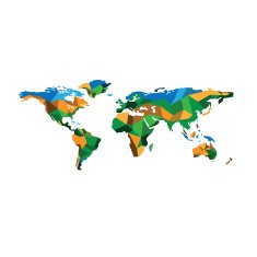 World map polygon geographic color N2