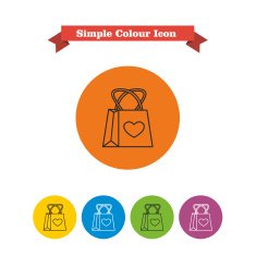 Shopping bag outline icons