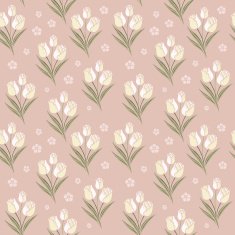 retro tulips seamless pattern background N2