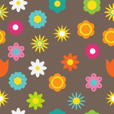 Paper Trendy Flat Flower Seamless Pattern Vector Illustration N25