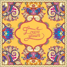 yellow decorative pattern of ukrainian ethnic carpet design