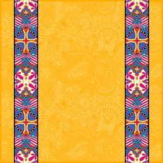 yellow lace border stripe in ornate floral background