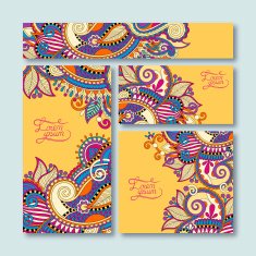 yellow collection of decorative floral greeting cards in vintage