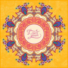 round yellow ornamental frame circle floral background