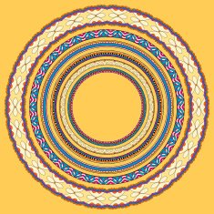 set of yellow round geometrical frames circle border ornament