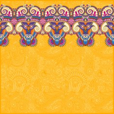 yellow ornamental background with flower ribbon N2