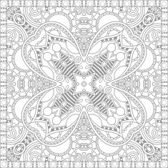 unique coloring book square page for adults - floral authentic N11