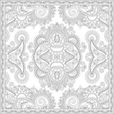 unique coloring book square page for adults - floral authentic N14