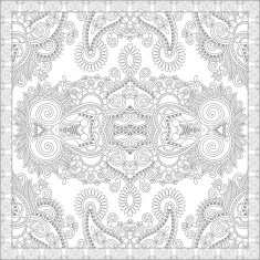 unique coloring book square page for adults - floral authentic N15