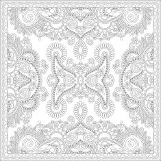 unique coloring book square page for adults - floral authentic N16