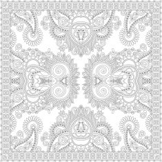 unique coloring book square page for adults - floral authentic N17