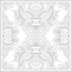 unique coloring book square page for adults - floral authentic N24