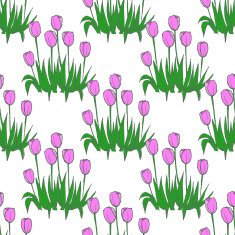tulips pattern on white seamless background