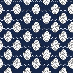 seamless simple pattern with flower rose stems zig zag