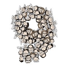 Number nine people crowd vector alphabet design N2
