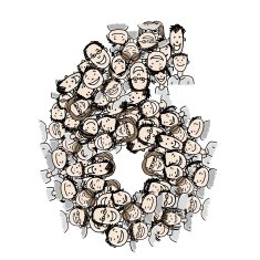 Number six people crowd vector alphabet design N2