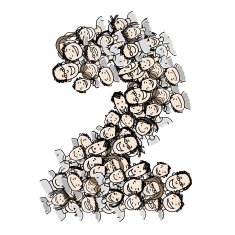 Number two people crowd vector alphabet design N2