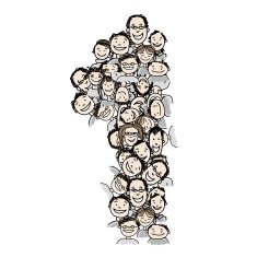 Number one people crowd vector alphabet design N2
