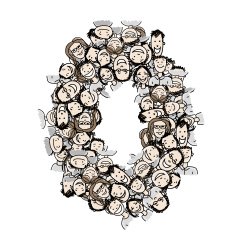 Number zero people crowd vector alphabet design N2