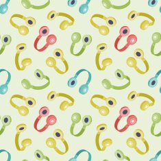 Seamless pattern with colored headphones