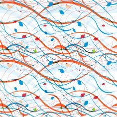 Floral seamless pattern Abstract waves with leaves eco nature background N29
