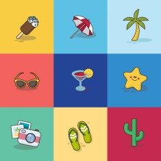 Collection of Summer Icons in Flat Design N2