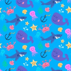 Seamless pattern of cute sea world characters N2
