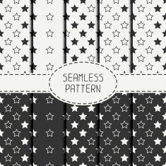 Set of geometric seamless stars pattern Wrapping paper Starry background