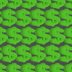 Dollar seamless pattern Green vector background