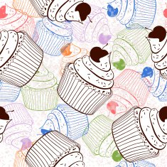 Seamless Background with Cupcakes N4