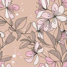seamless pattern from blossoming Oriental cherry