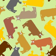 Cow seamless pattern Crazy cow with big eyes